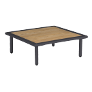 Table basse carrée gris anthracite Beach 70 x 70 x 22.5 cm avec plateau roble